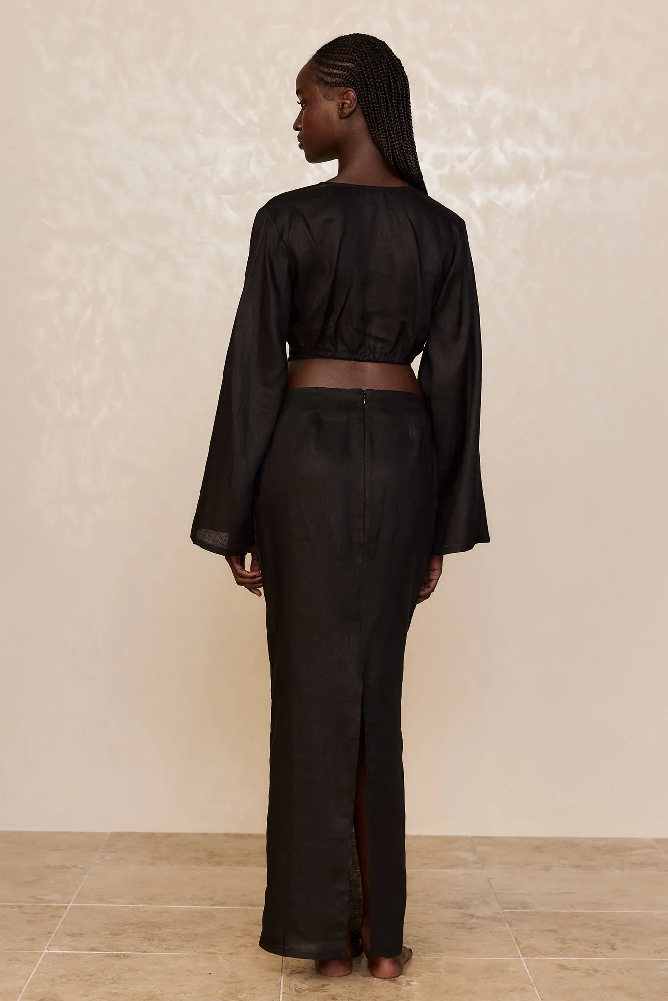 Azores Top - Black Linen