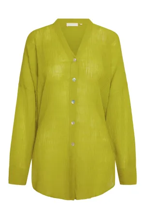 Barcelona Tunic - Chartreuse Crinkle Linen