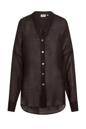 Barcelona Tunic - Espresso Crinkle Linen