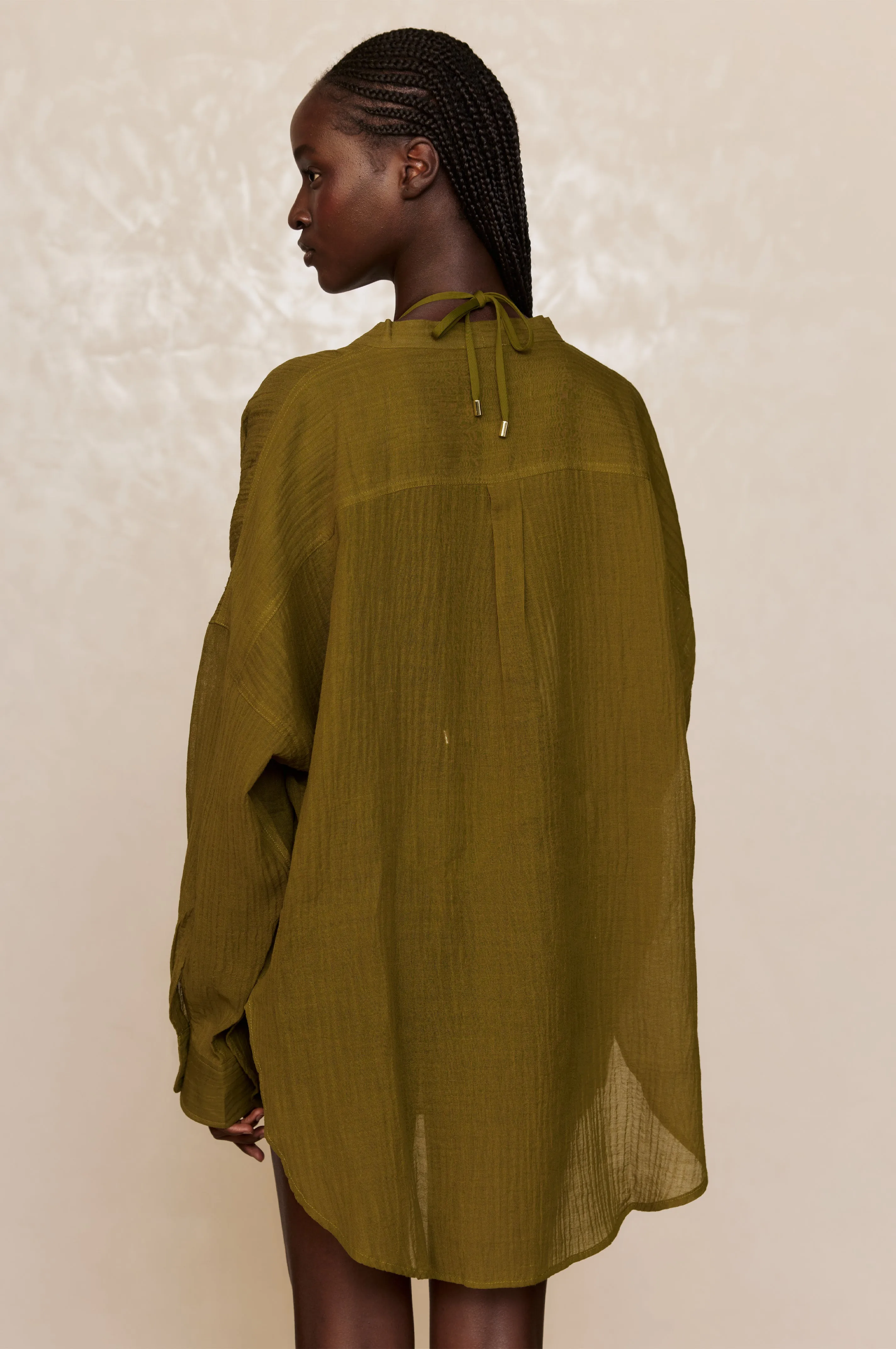 Barcelona Tunic - Olive Crinkle Linen