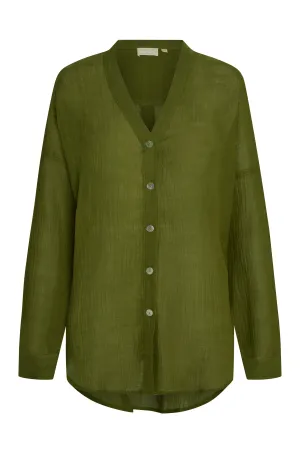 Barcelona Tunic - Olive Crinkle Linen