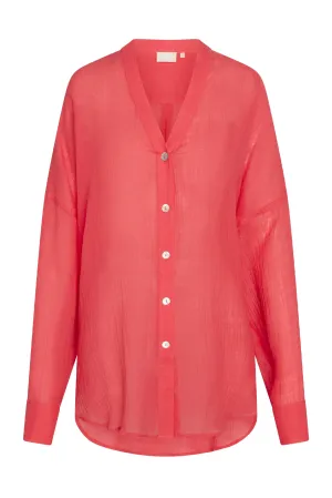 Barcelona Tunic - Strawberry Crinkle Linen