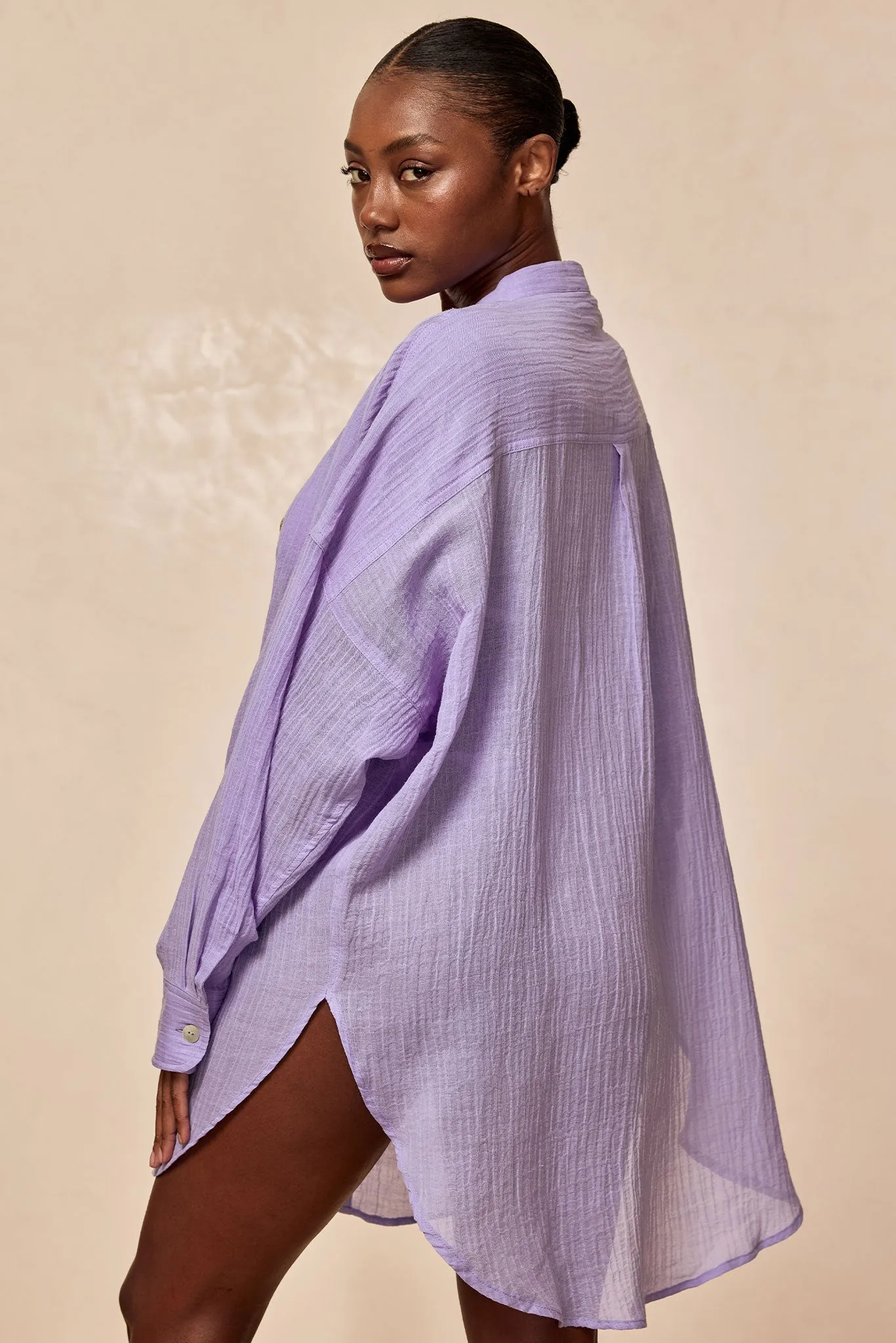 Barcelona Tunic - Wisteria Crinkle Linen