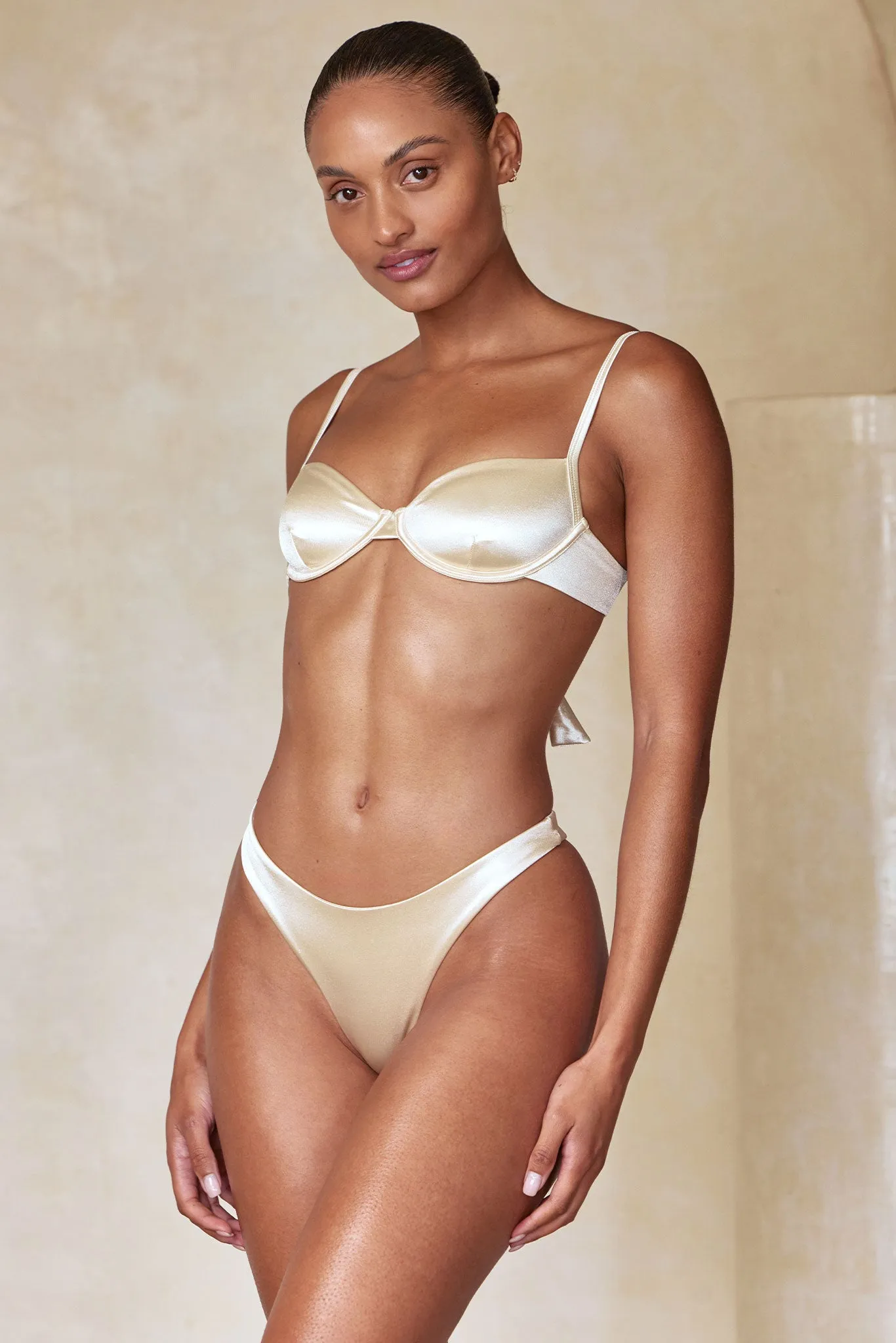 Capri Top - Champagne Shiny Jersey