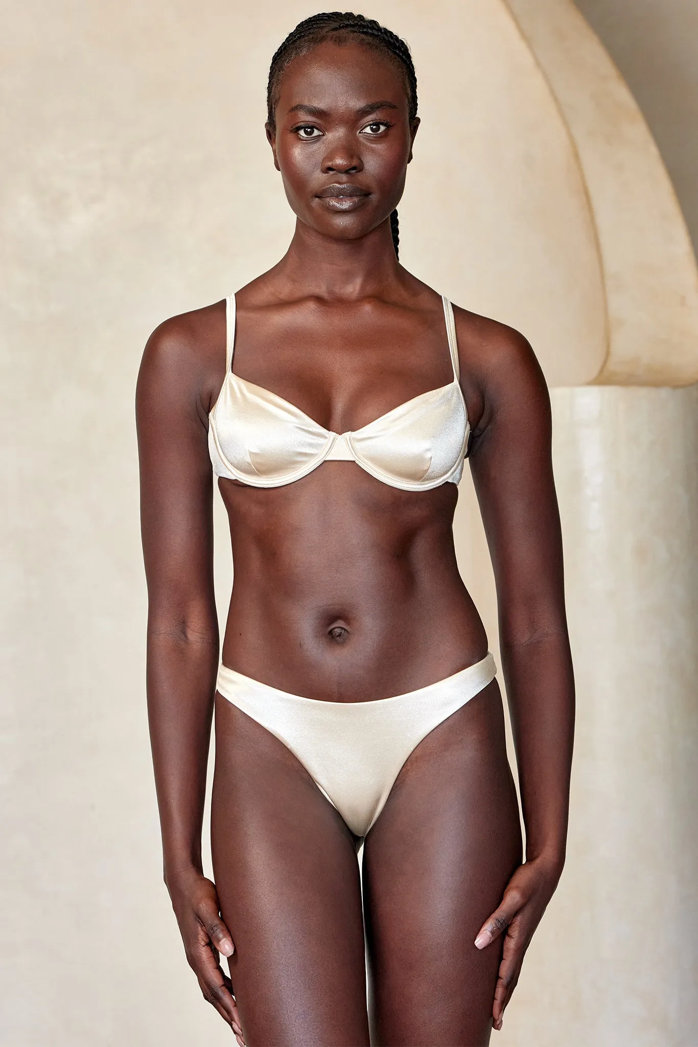 Capri Top - Champagne Shiny Jersey