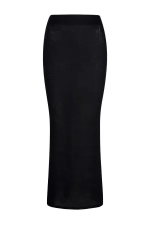 Fontelina Linen Skirt - Black Linen