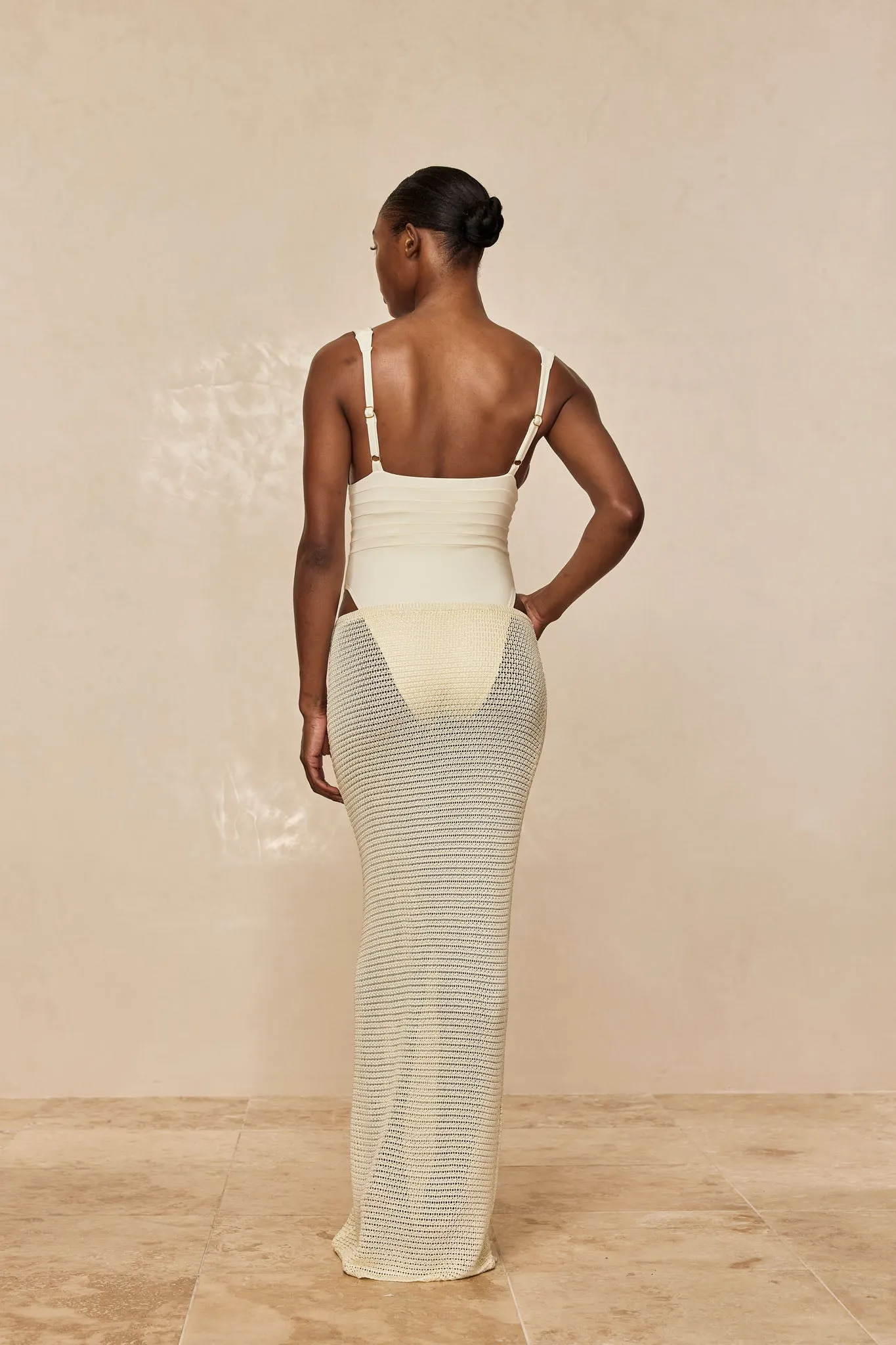 Fontelina Skirt - Ivory Shiny Treble Knit