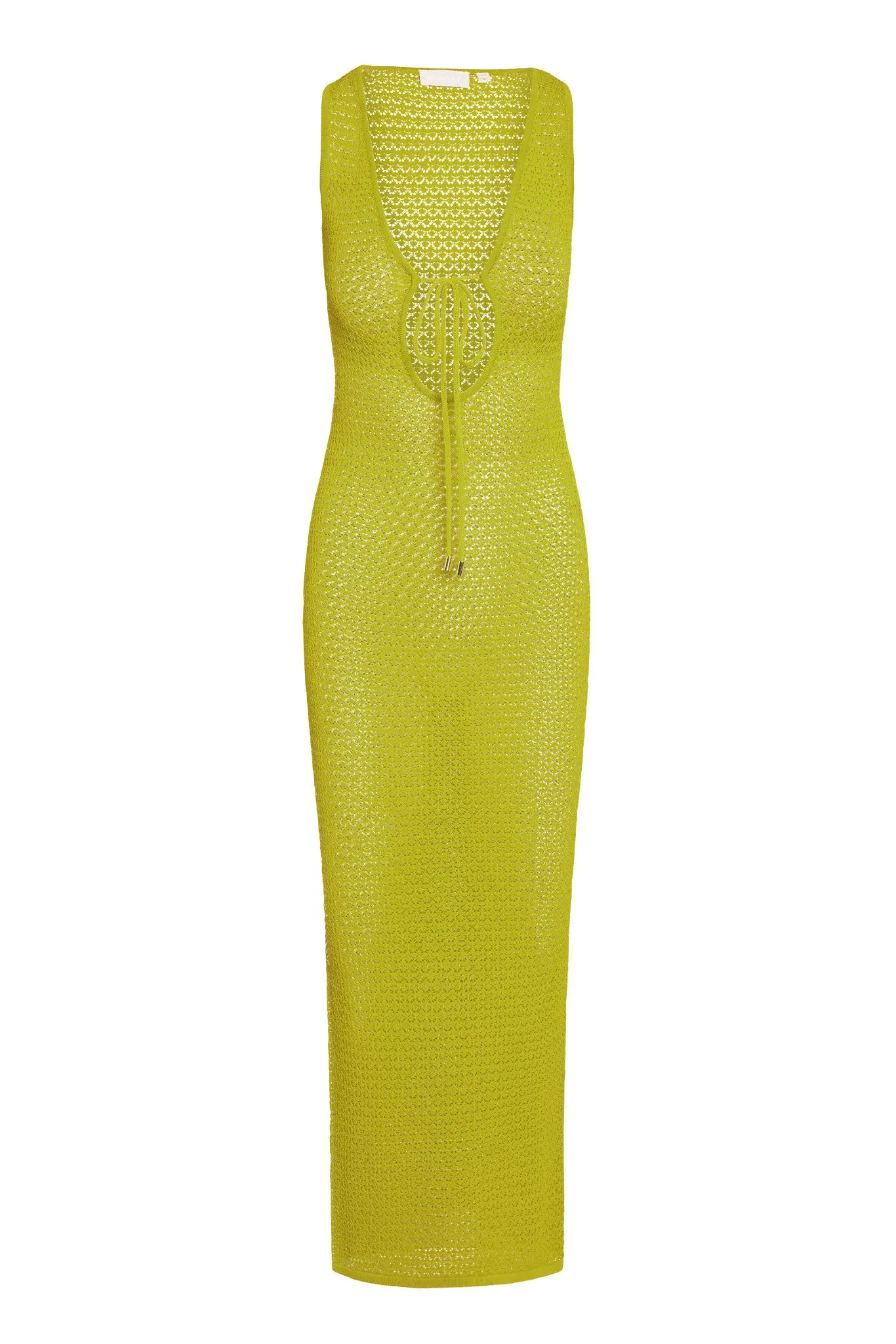 Monte Carlo Tie Dress - Chartreuse Lace Crochet