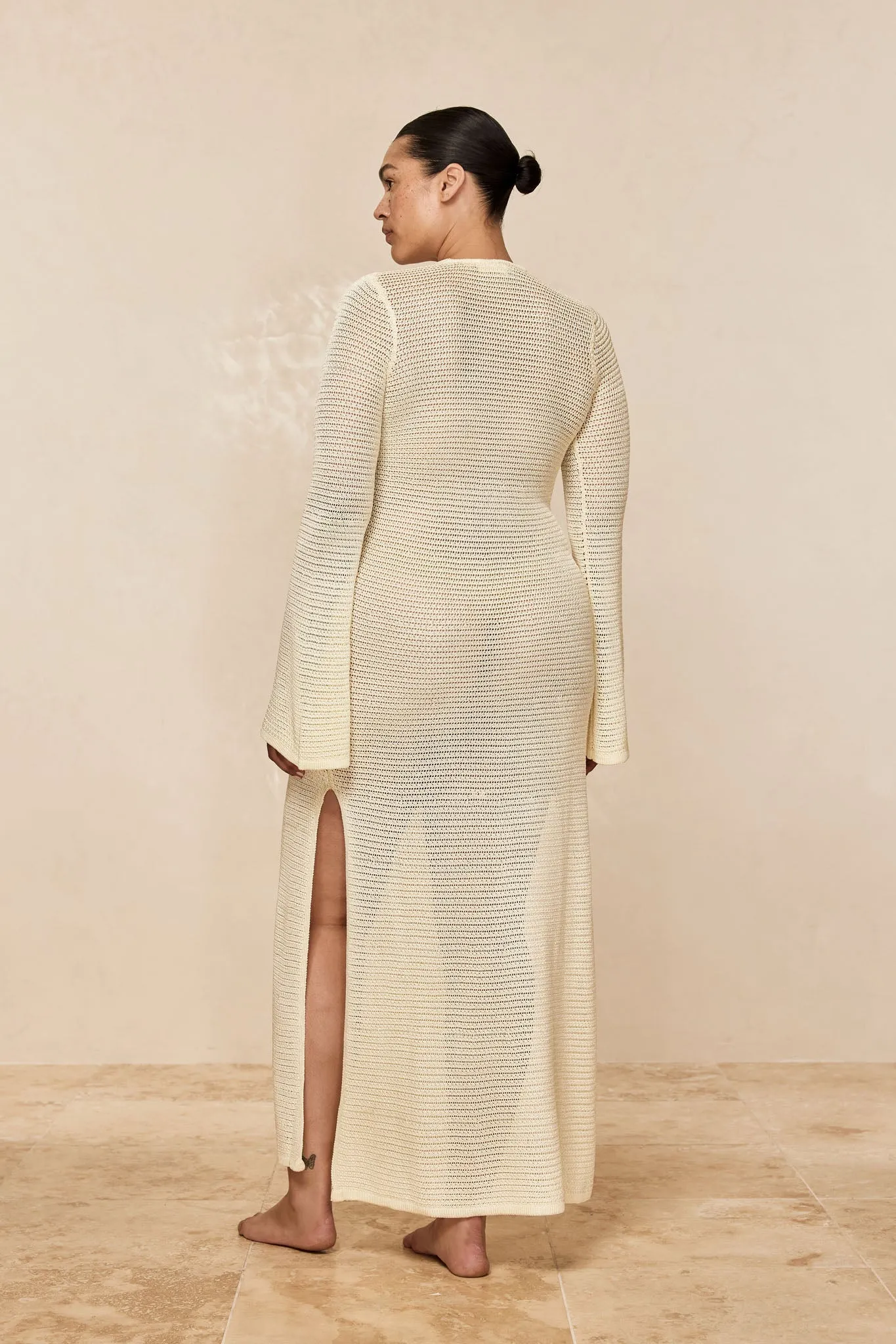 Montego Dress - Ivory Shiny Treble Knit