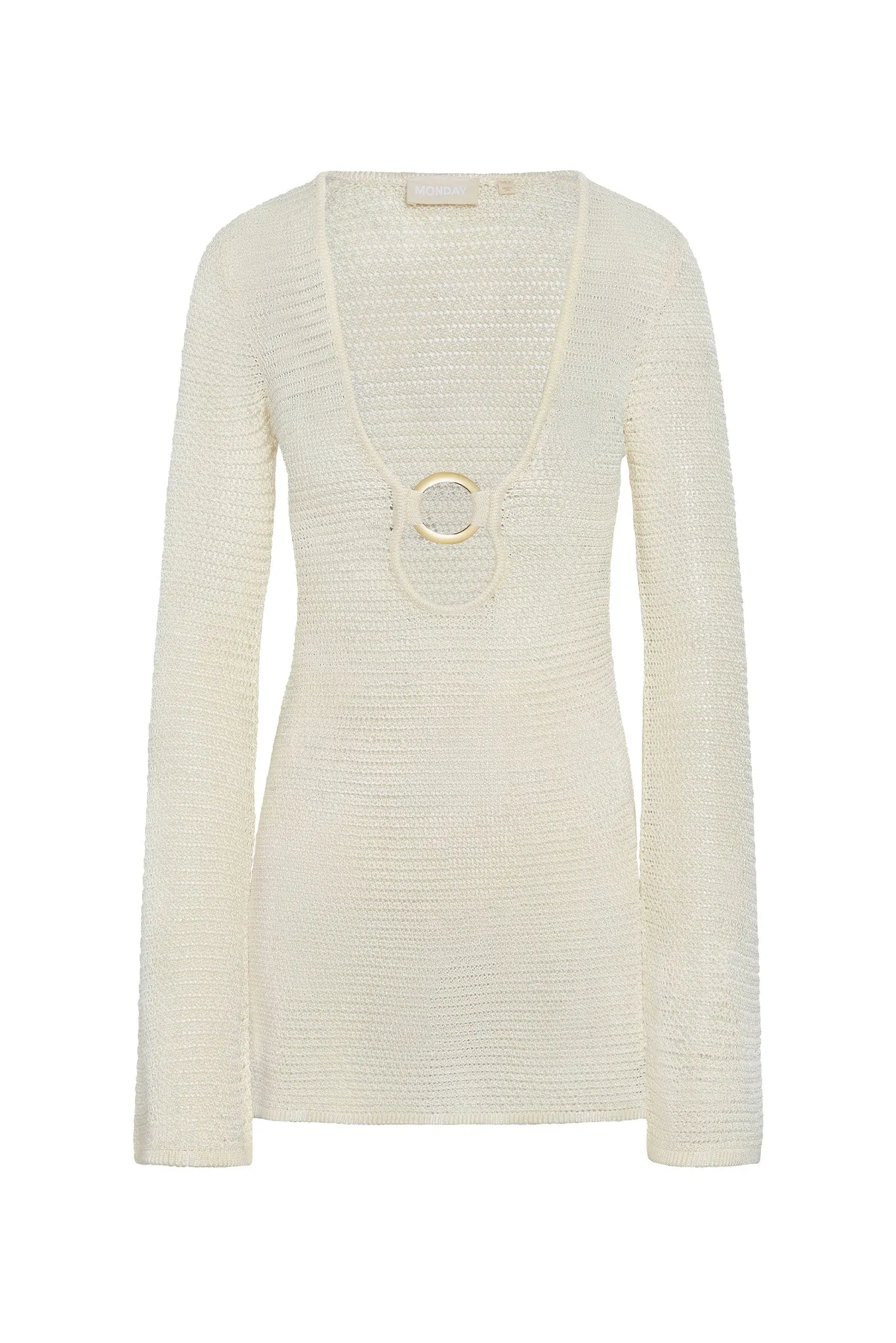 Montego Mini Dress - Ivory Shiny Treble Knit