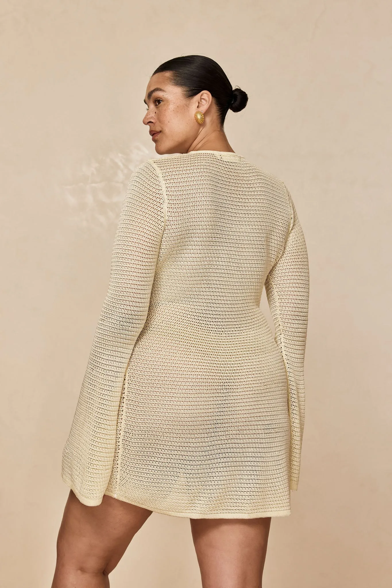 Montego Mini Dress - Ivory Shiny Treble Knit