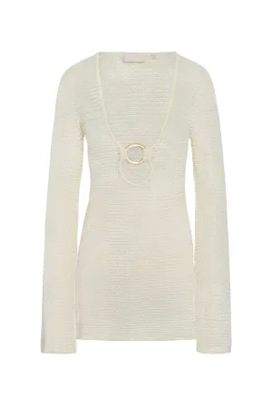 Montego Mini Dress - Ivory Shiny Treble Knit