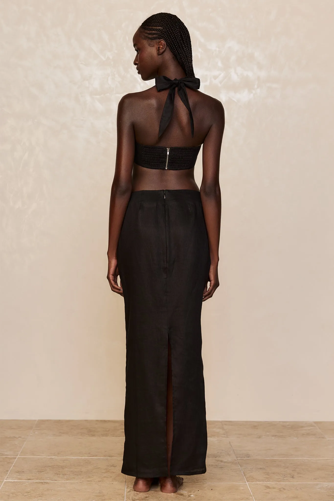 Montserrat Top - Black Linen