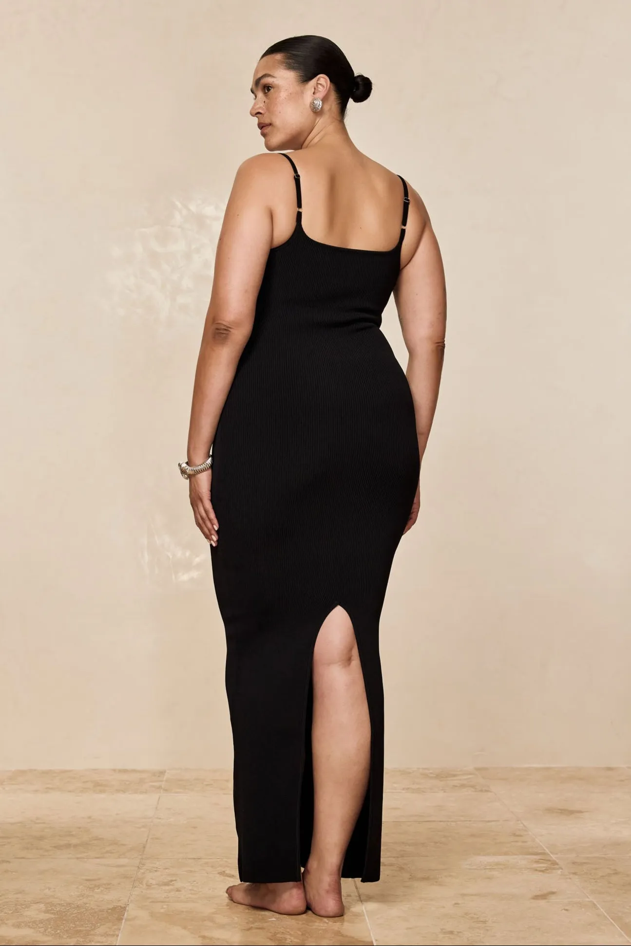 Provence Dress - Black Knit Rib