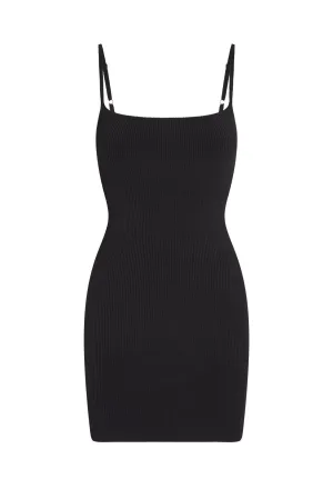 Provence Mini Dress - Black Knit Rib