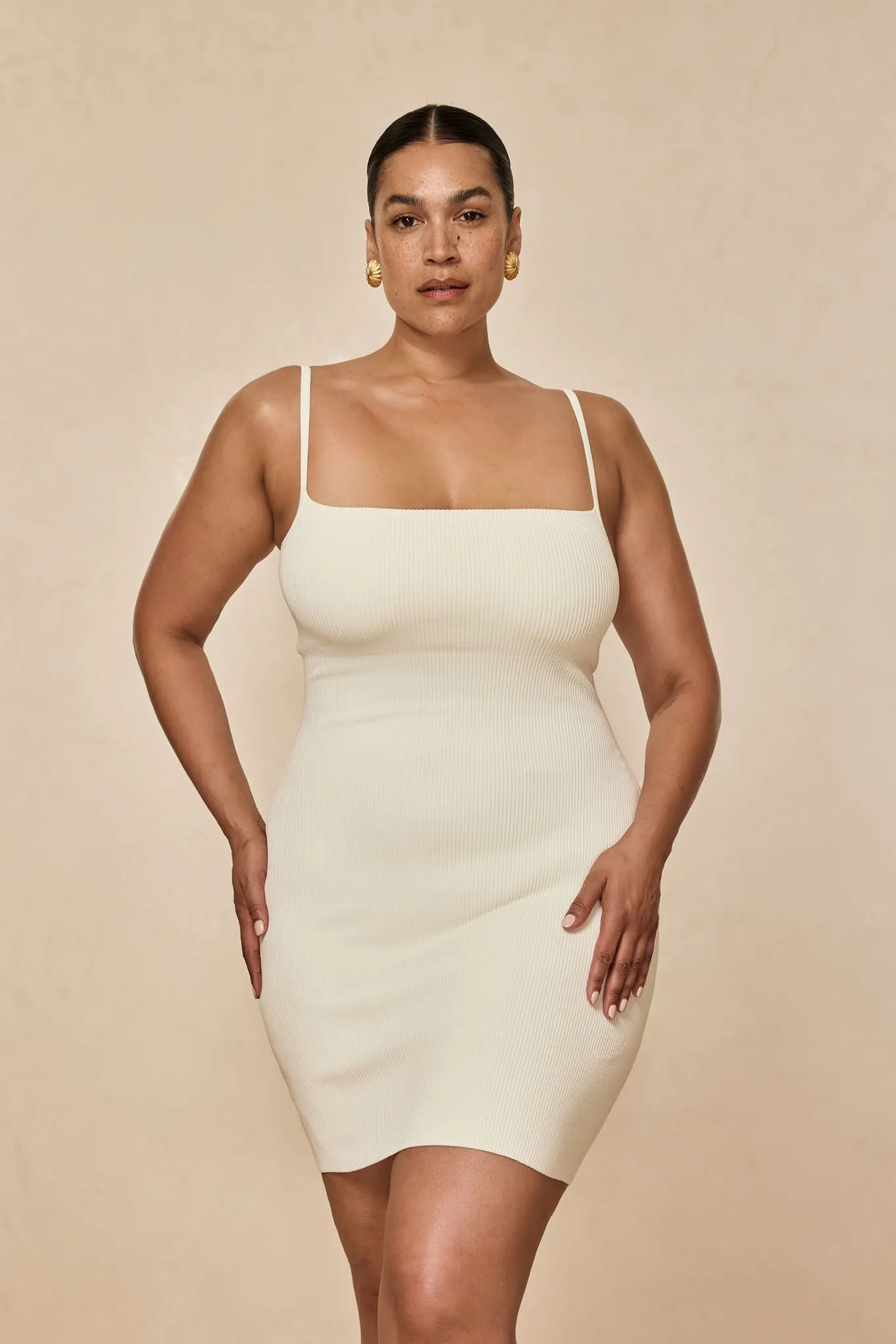 Provence Mini Dress - Ivory Knit Rib