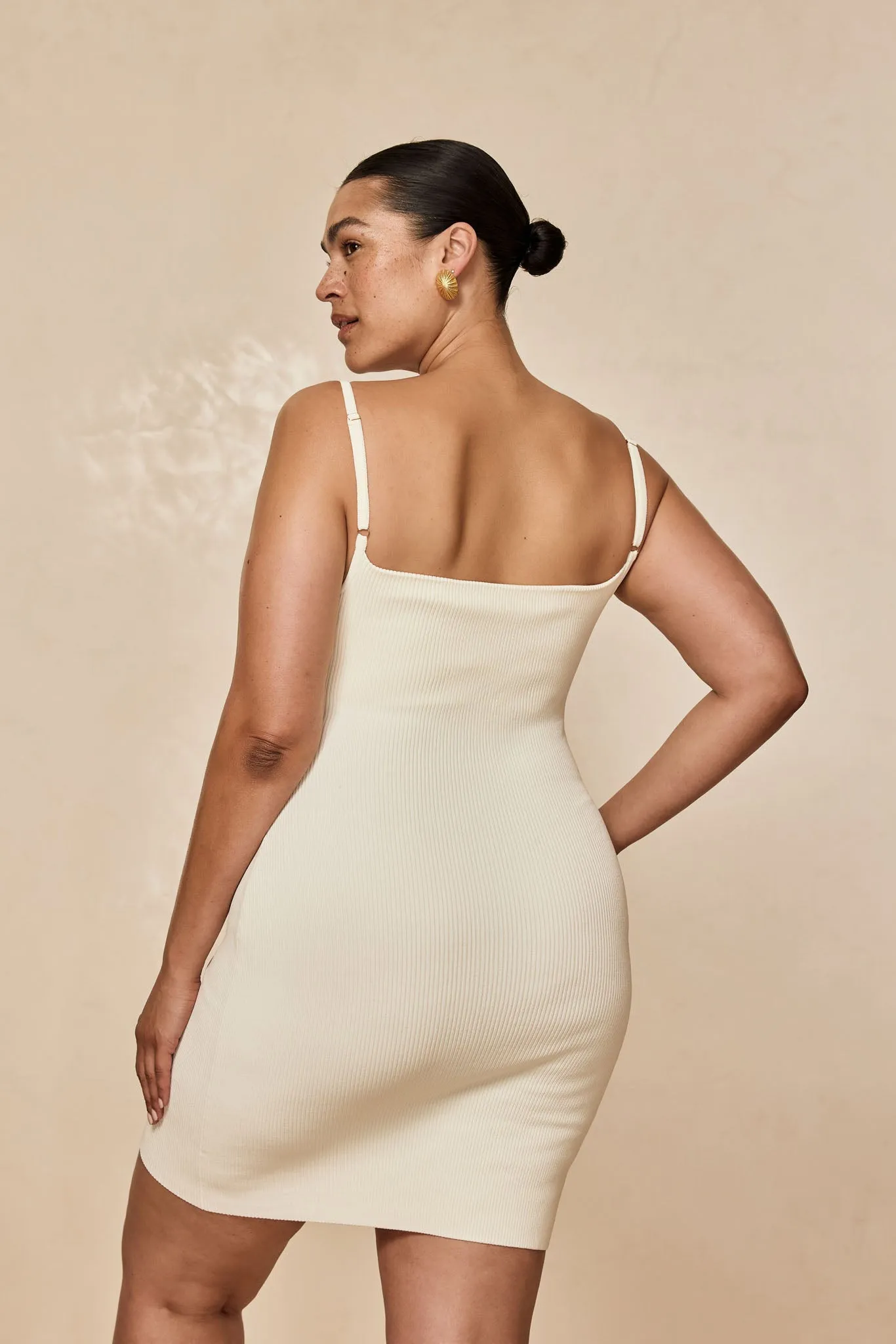Provence Mini Dress - Ivory Knit Rib